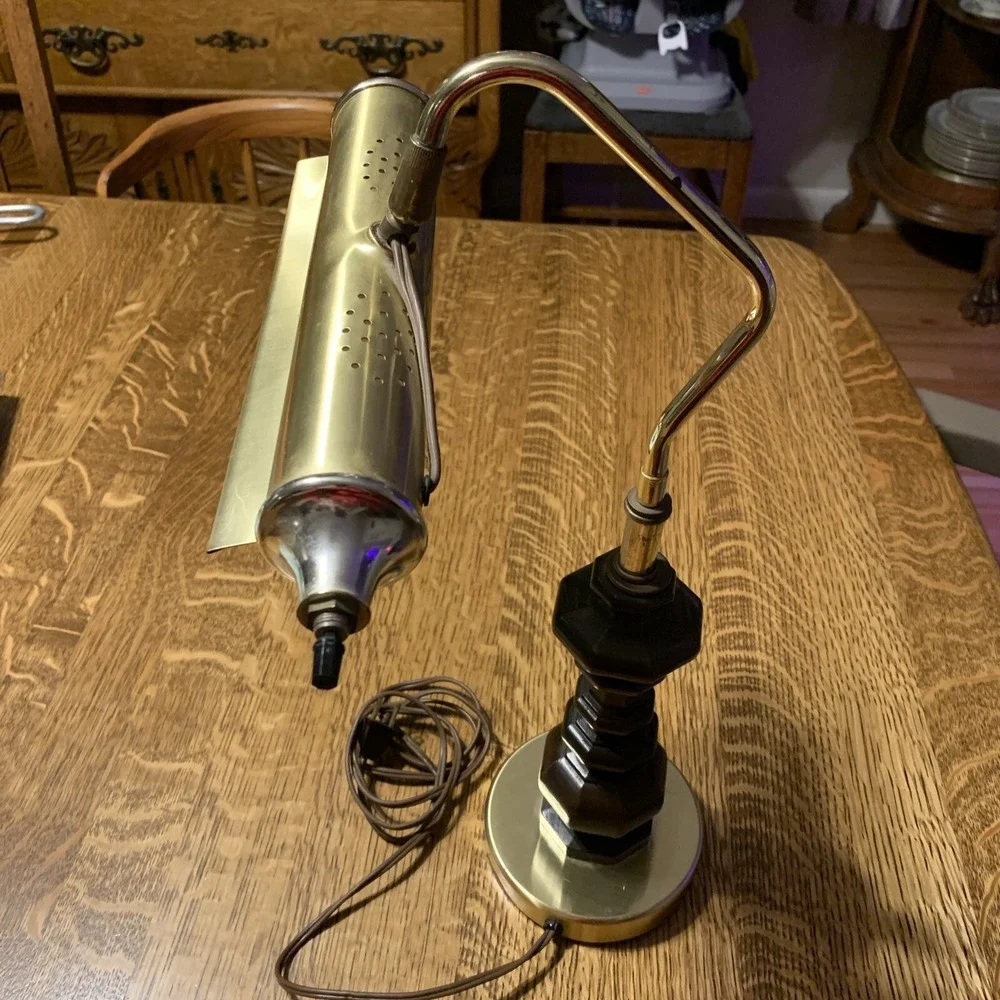 Vintage Organ/Piano Lamp Brass And wood 18in Tall x 12in